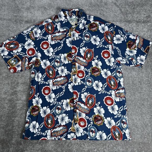 Big Dogs Shirt Men's‎ S/M Blue Hawaiian Floral Short Sleeve Button Up Surf Hotel - Picture 1 of 6